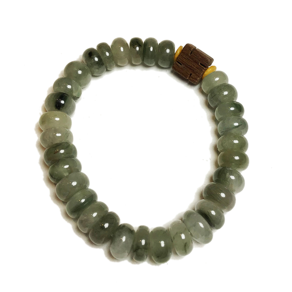 卍(黑檀) 綠髮晶 手珠8*5mm【十方】136961