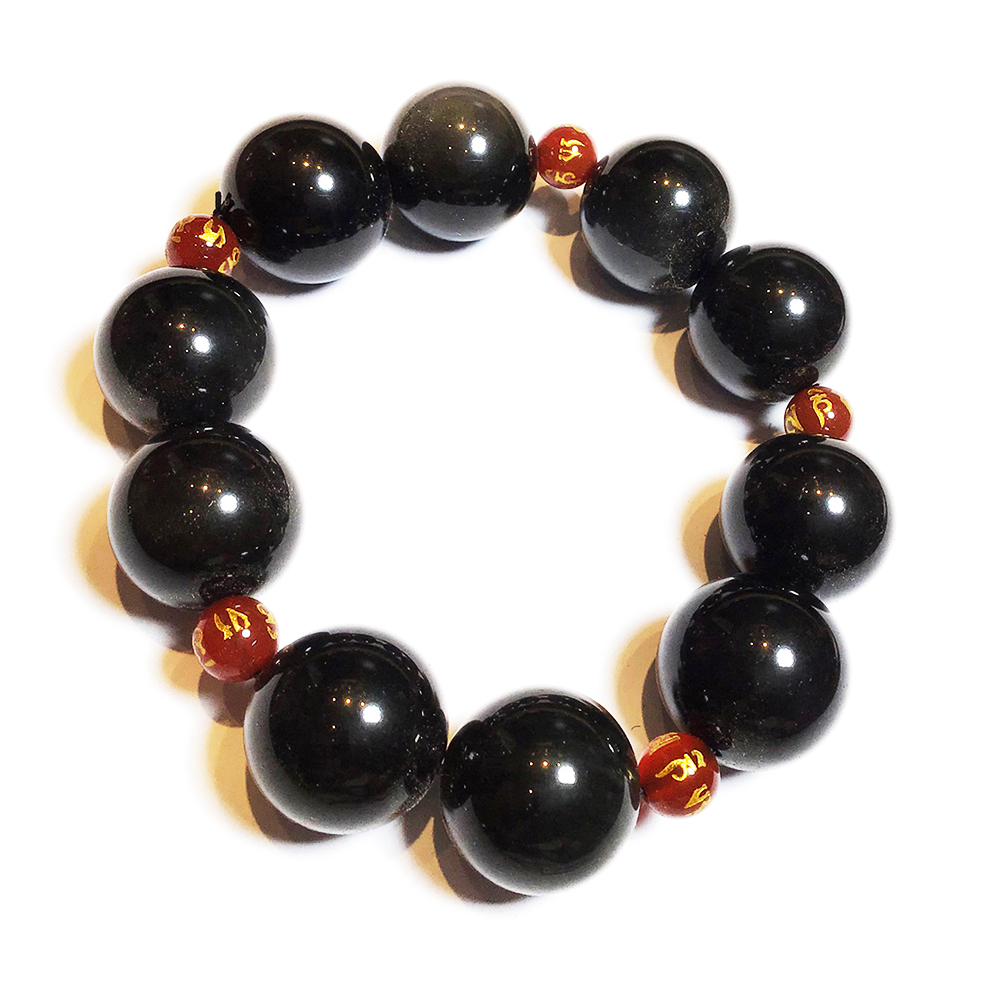 六字真言+黑曜岩手珠20mm【十方】137554