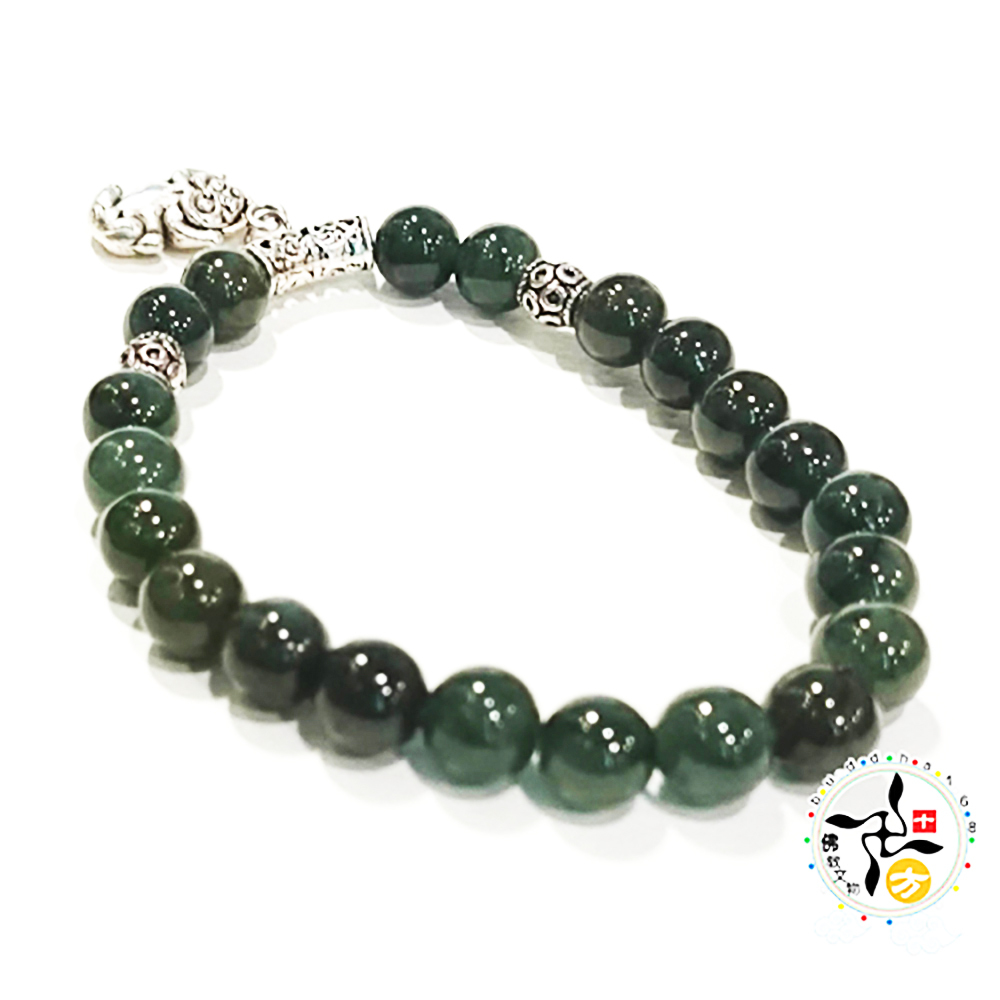 豼貅+深油青(緬甸玉)手珠8mm【十方】138363