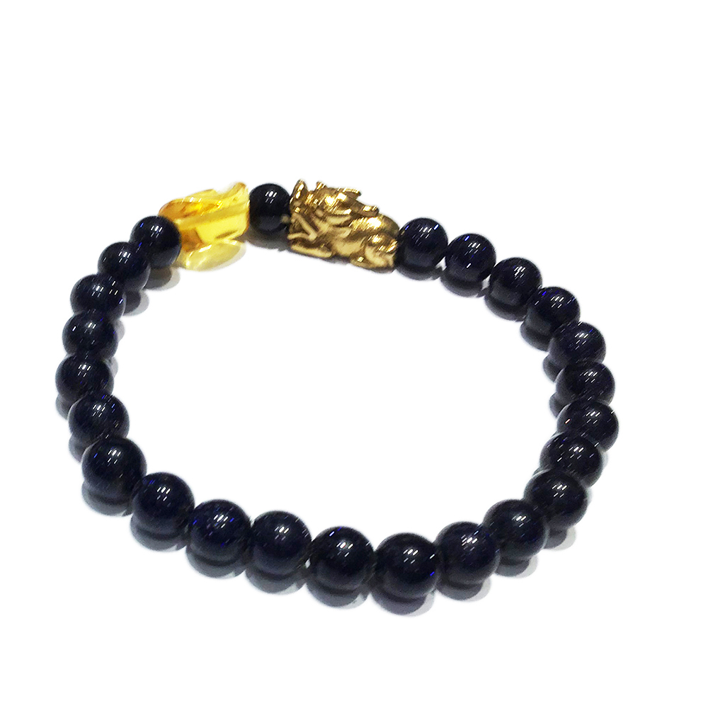 金貔貅+藍沙石手珠6mm【十方】139074
