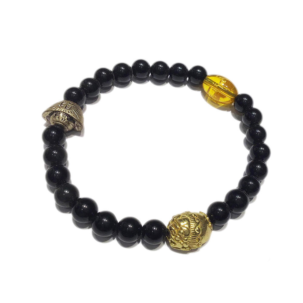 金錢龜+黑曜岩手珠6mm【十方】139070