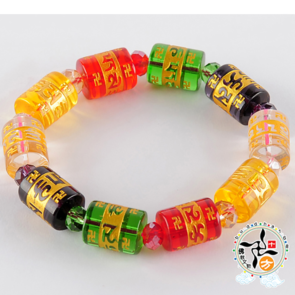 五行水晶琉璃轉經輪手珠【十方】139919