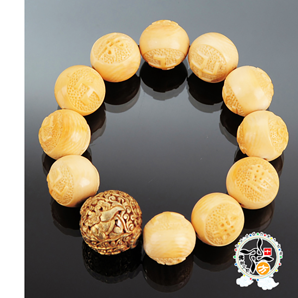 銅雕珠+象牙雕手珠16mm【十方】140403