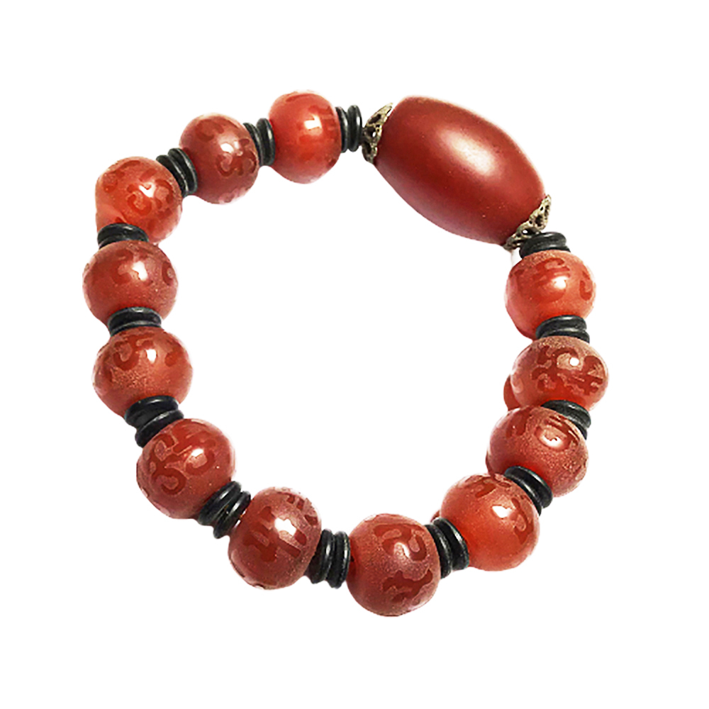 六字真言紅玉髓手珠14mm【十方】140603