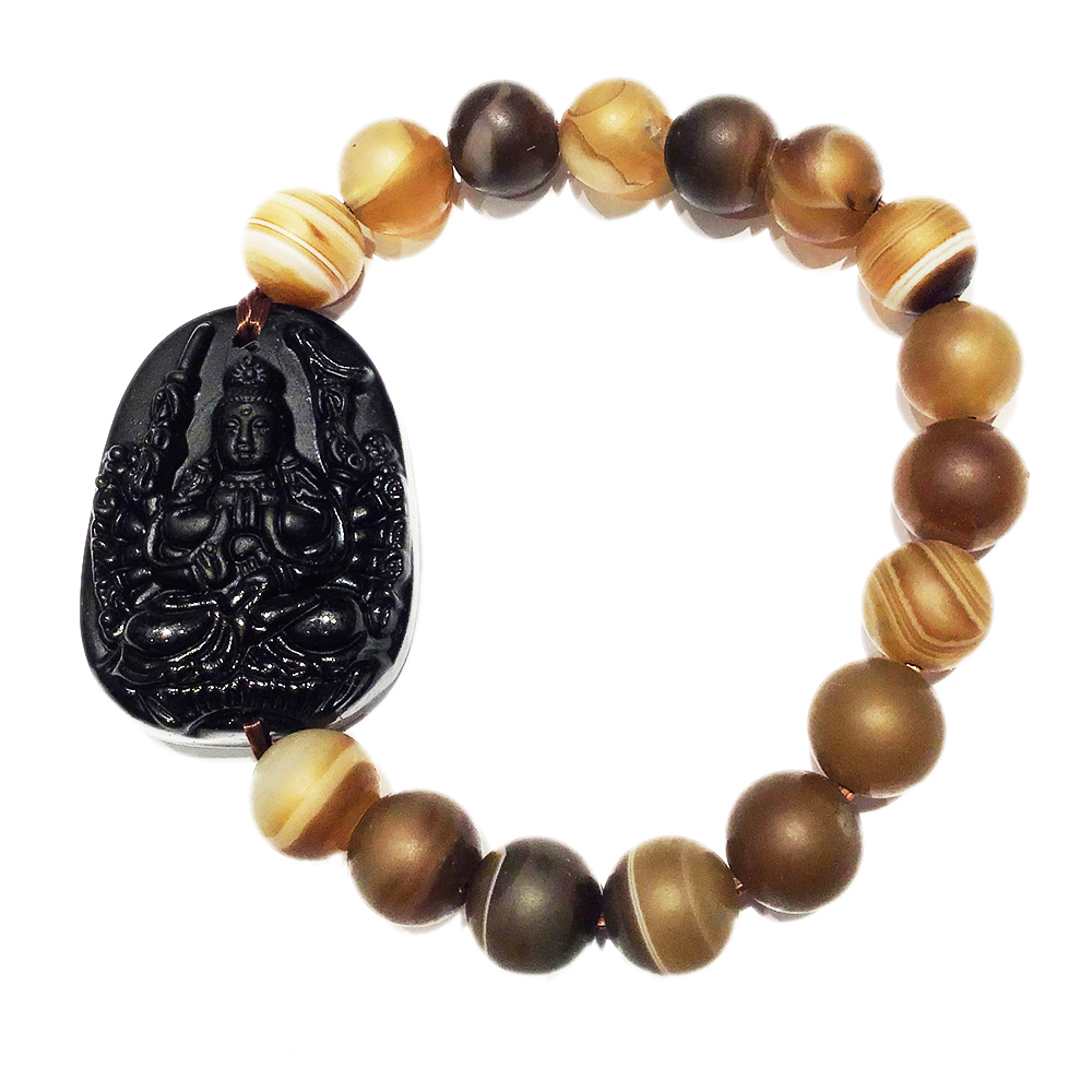 千手觀音黑曜岩 +玉髓手珠【十方】140808