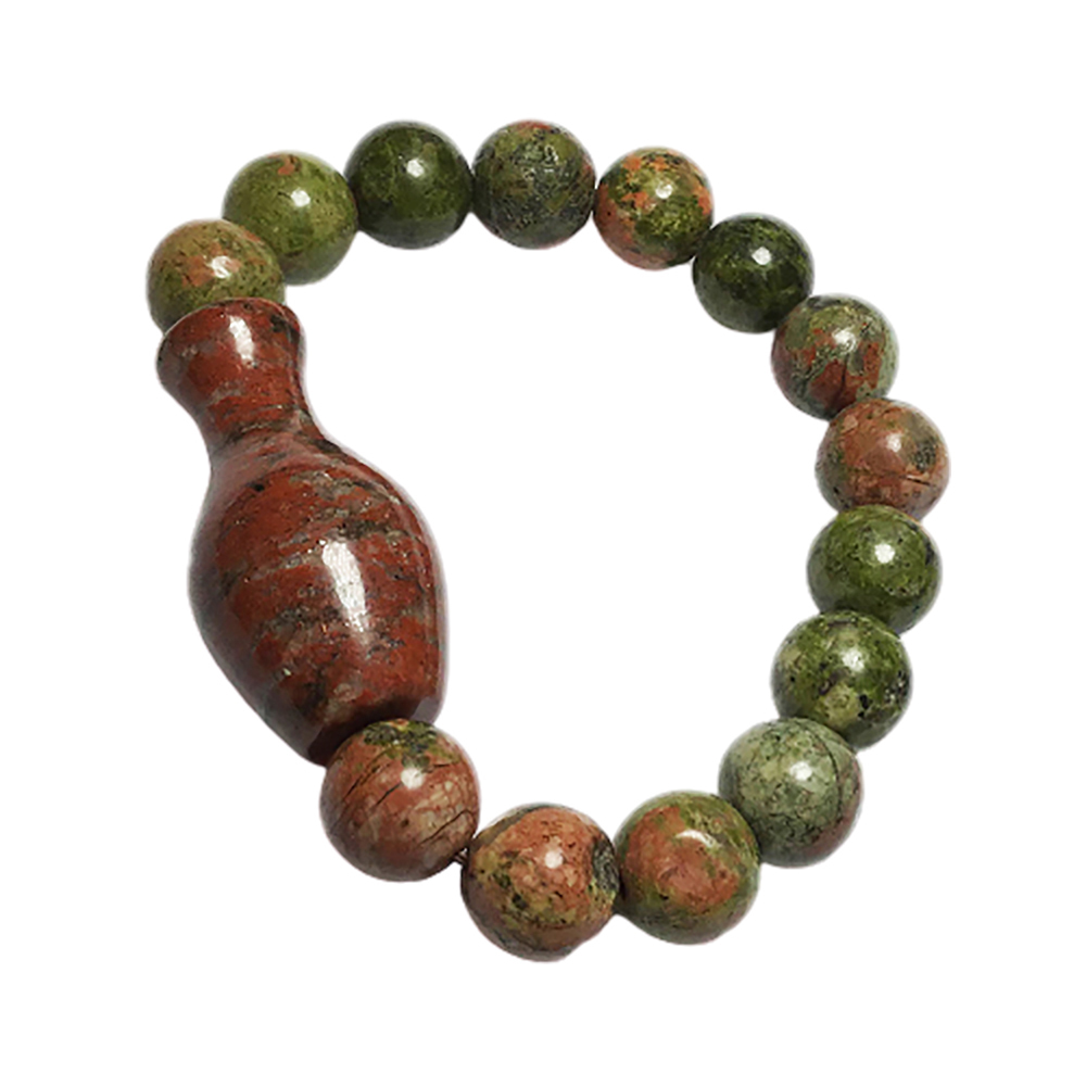 大寶瓶(保平安)+ 紅花碧玉手珠12 mm【十方】141339