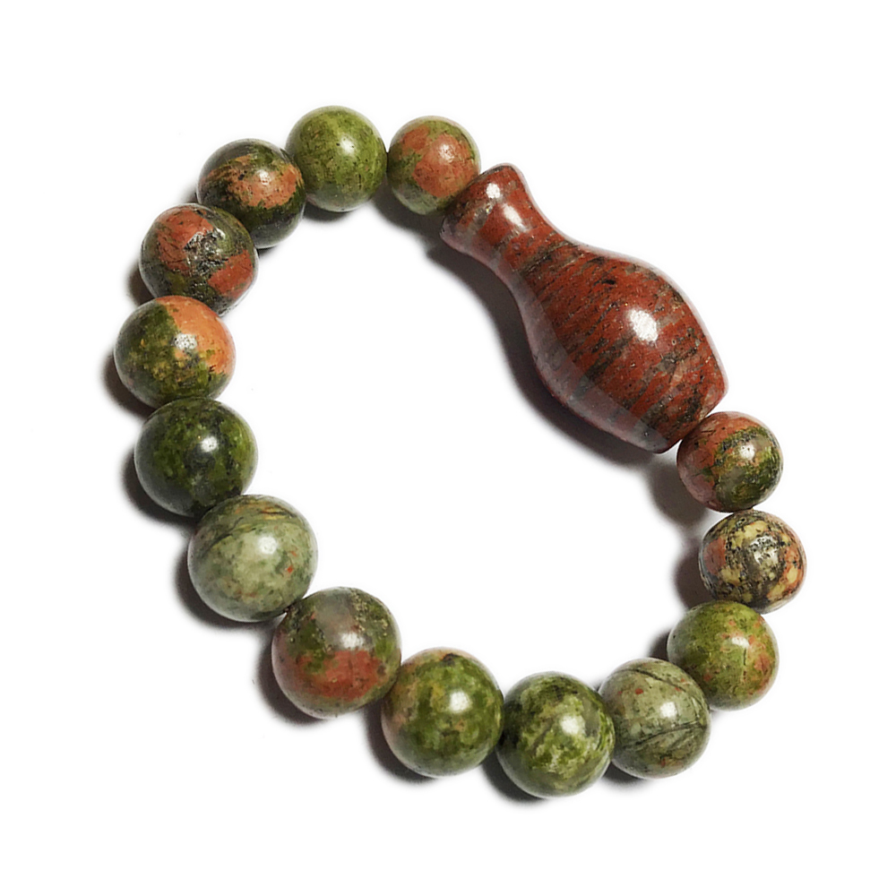 大寶瓶(保平安)+ 紅花碧玉手珠12 mm【十方】141339