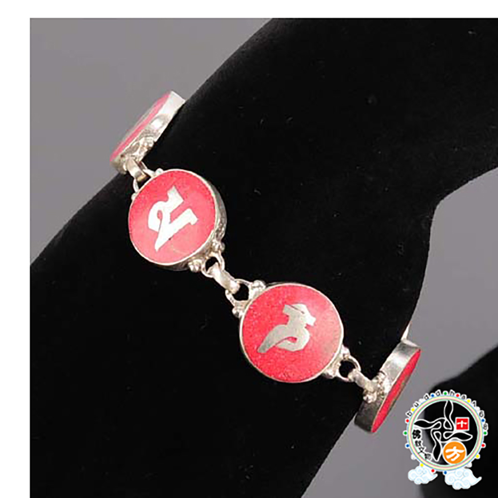 六字真言珊瑚藏銀手鍊【十方】142030