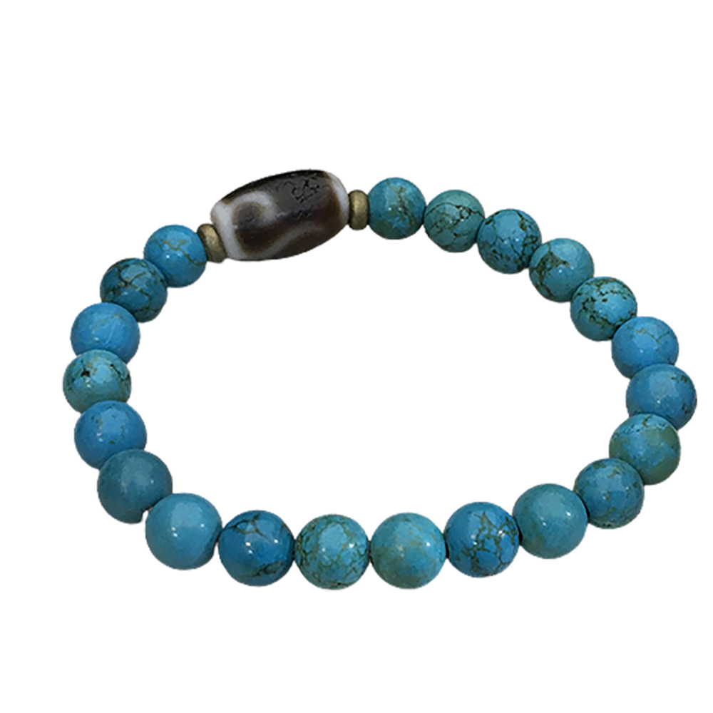 金錢勾天珠+綠松石手珠7 mm【十方】142389