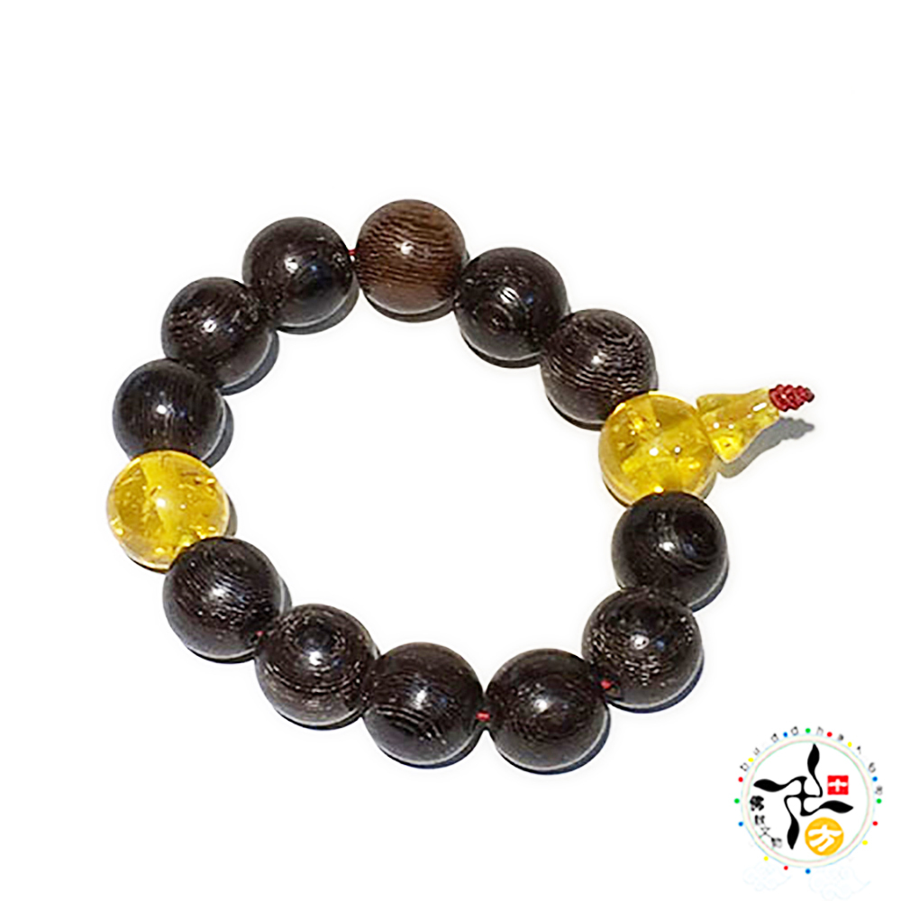 琥珀+黑檀手珠15mm【十方】142606
