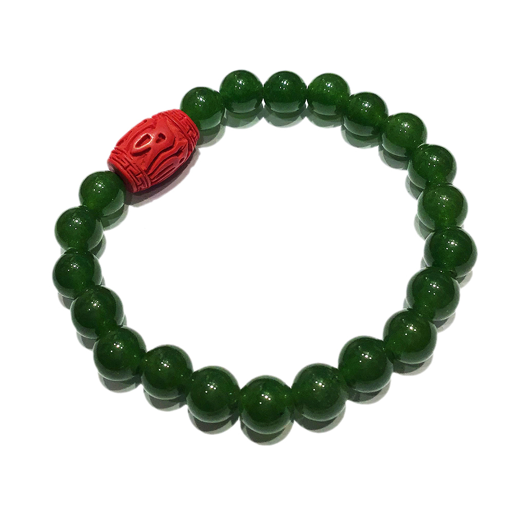 六字真言 硃砂雕 +東菱玉手珠8mm【十方】142810