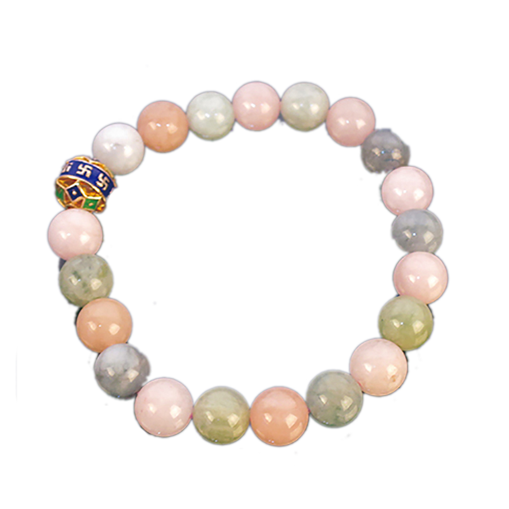 卍925純銀 繪珠+摩根石手珠8mm【十方】142902