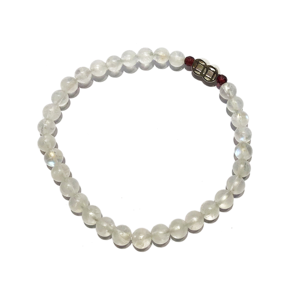 財源滾滾 925純銀&月光石手珠5mm【十方】144867