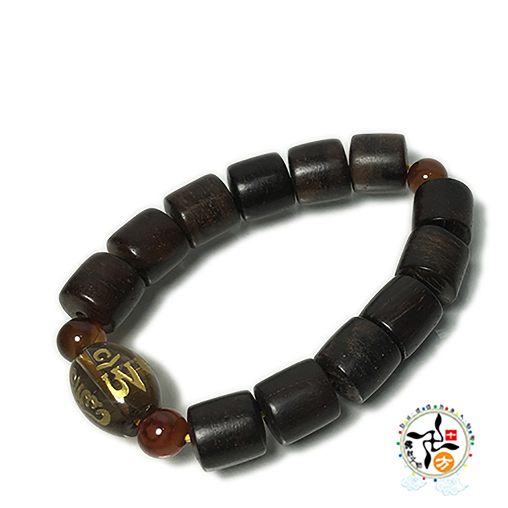 六字真言(茶晶)+紫檀木1.2*1.2cm手珠【十方】145283