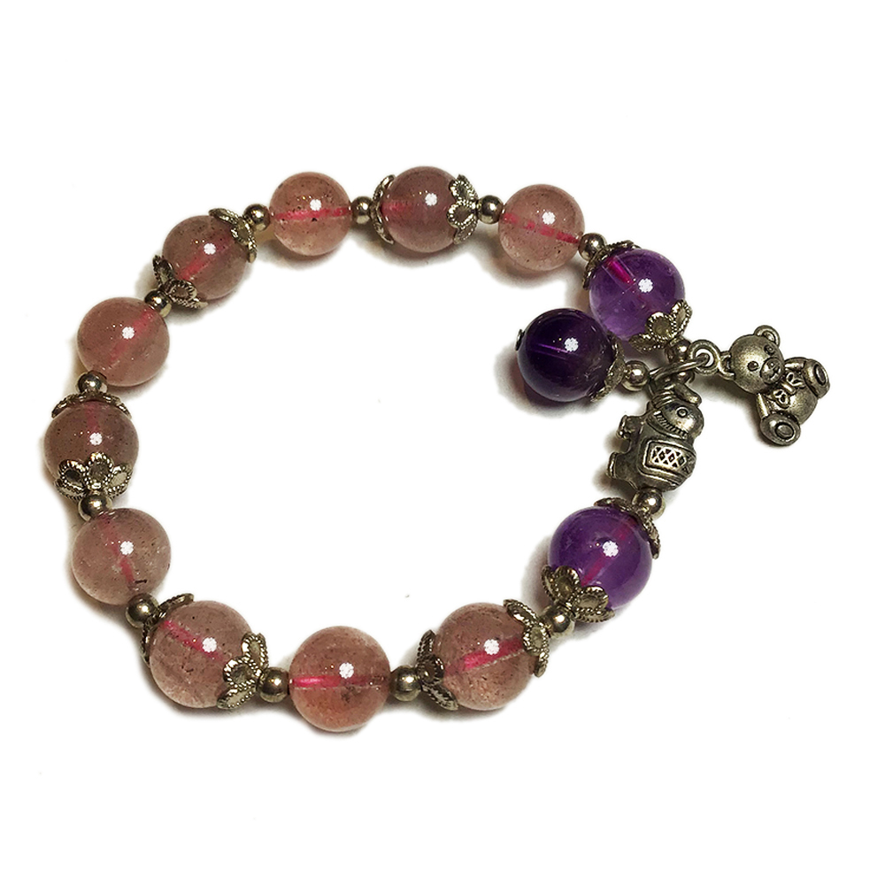 納財吉象+草莓晶 好人緣手珠10 mm【十方】145350