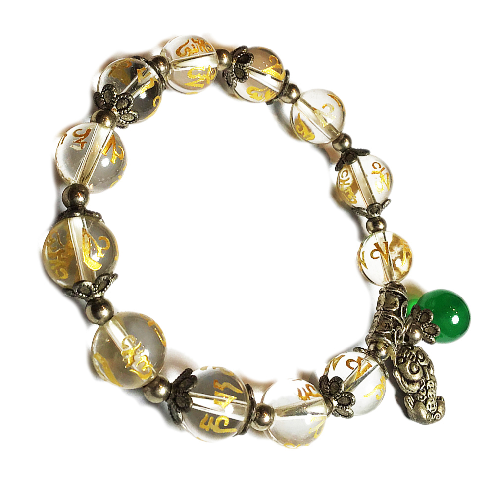 招財貔貅+六字水晶平安手珠10mm【十方】145346