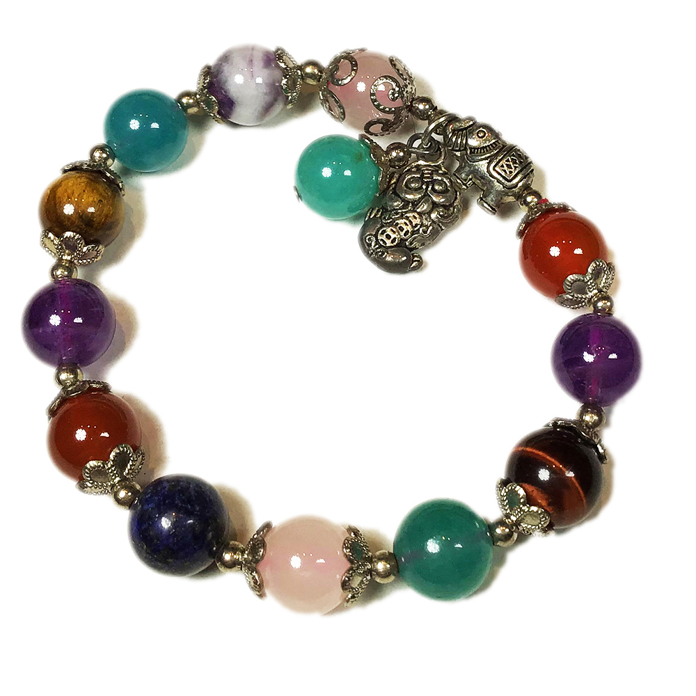 招財貔貅+五彩寶石 轉好運手珠10mm【十方】145354