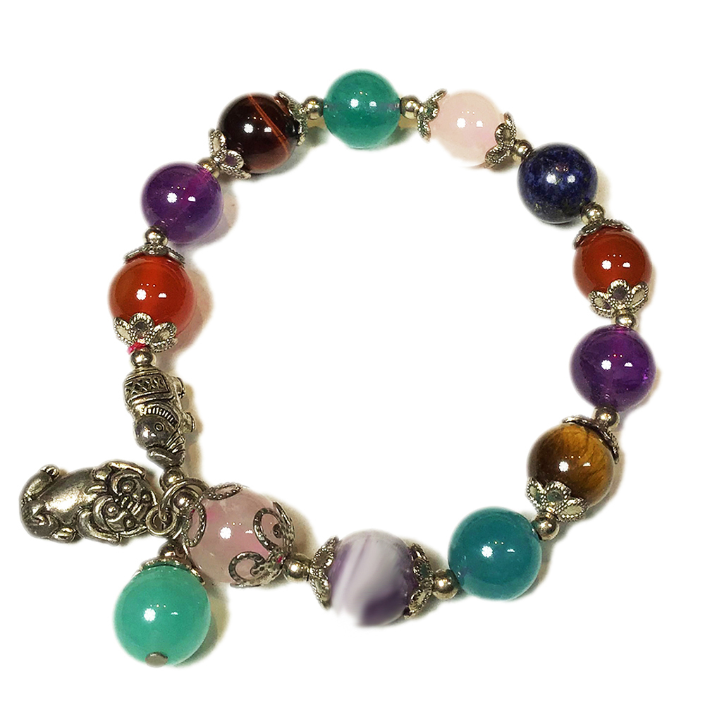 招財貔貅+五彩寶石 轉好運手珠10mm【十方】145354