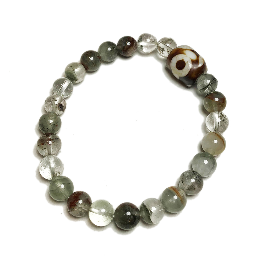 火供天珠+綠幽靈水晶手珠8mm【十方】145527