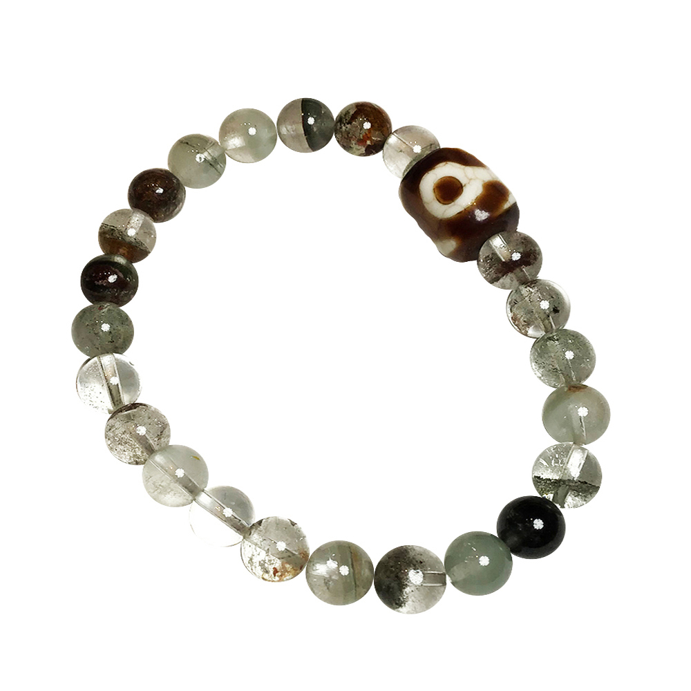 火供天珠+綠幽靈水晶手珠8mm【十方】145527