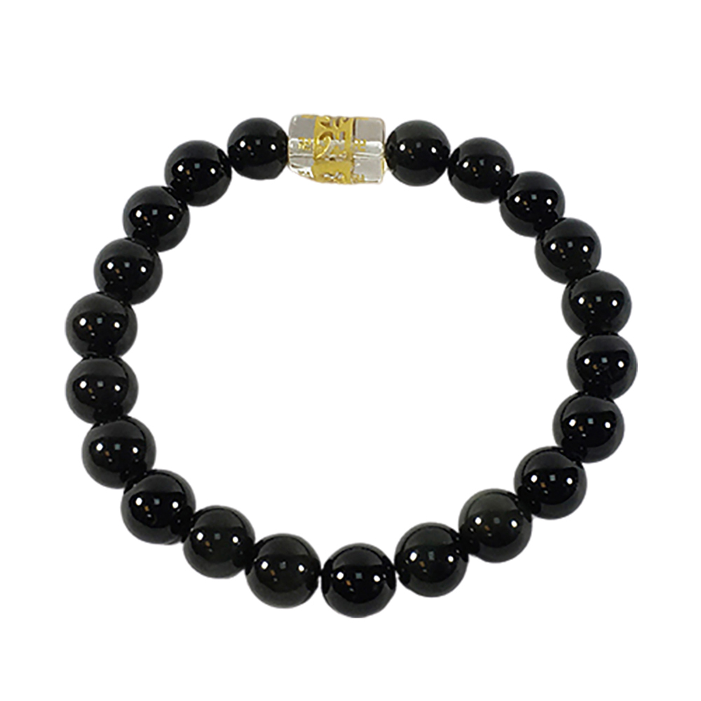 轉經輪(水晶)黑曜岩手珠8mm【十方】145899