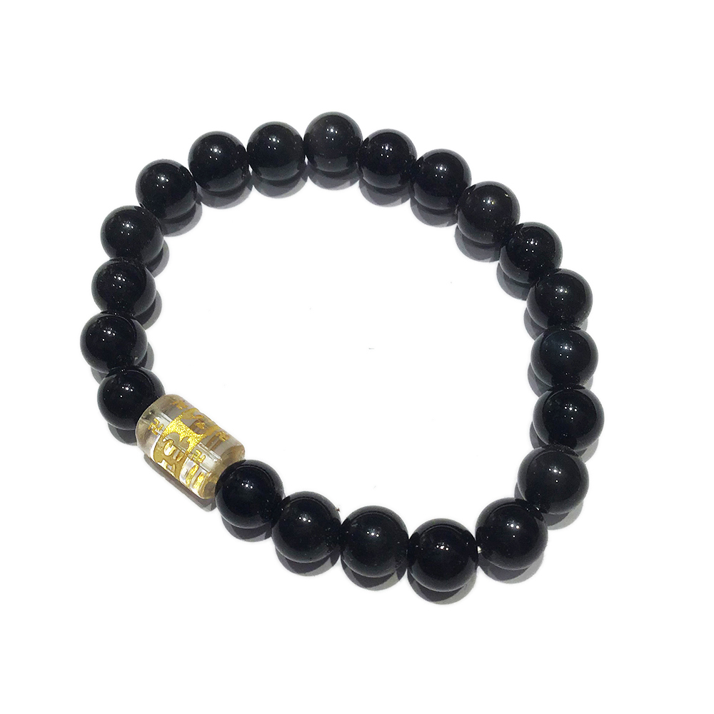 轉經輪(水晶)黑曜岩手珠8mm【十方】145899