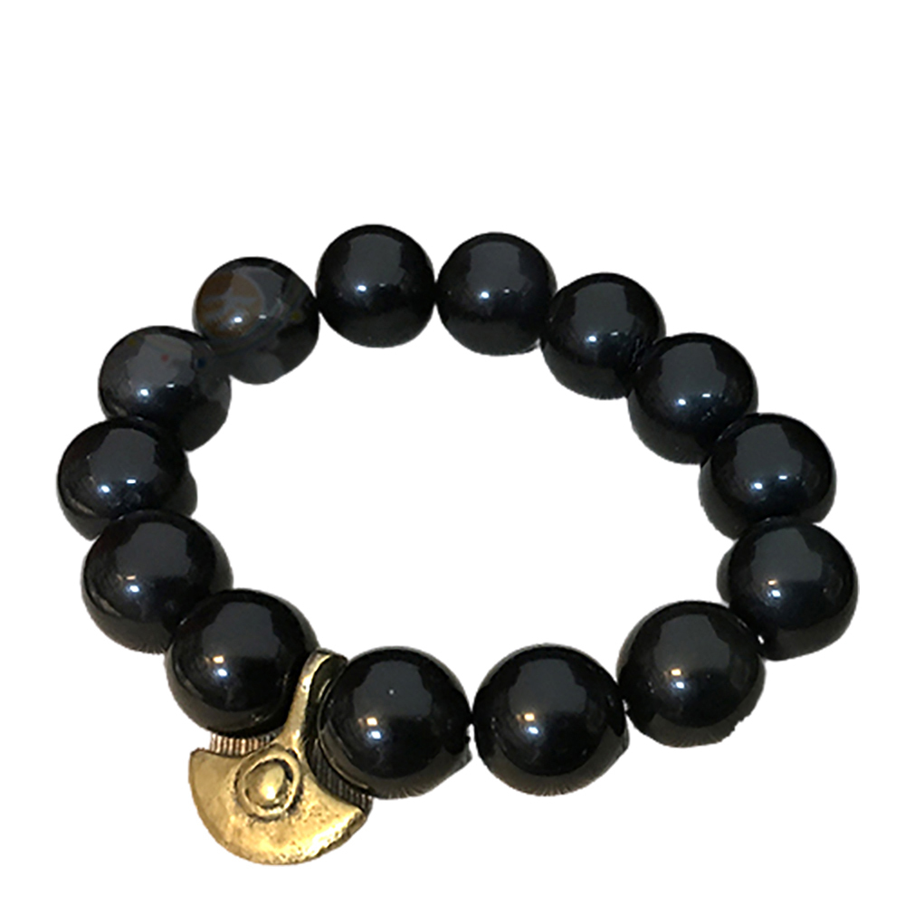 月斧  黑曜岩手珠 12mm【十方】145735