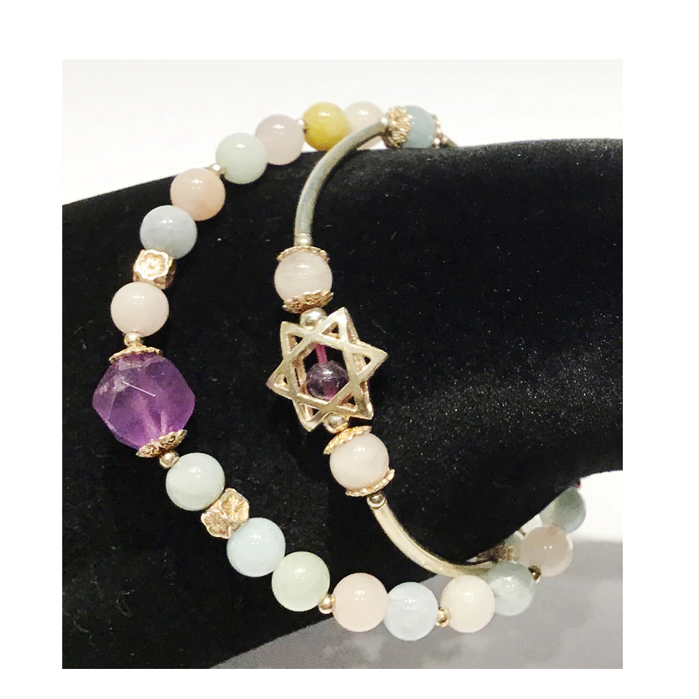 紫晶大衛星925純銀摩根石手珠5mm【十方】145539