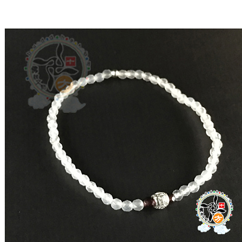 六字真言925純銀+月光石 鑽面 手珠3mm【十方】146111