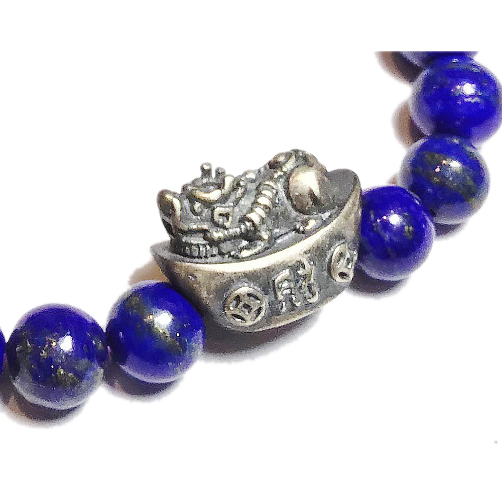 招財貔貅元寶925純銀+青金石手珠6mm【十方】146118