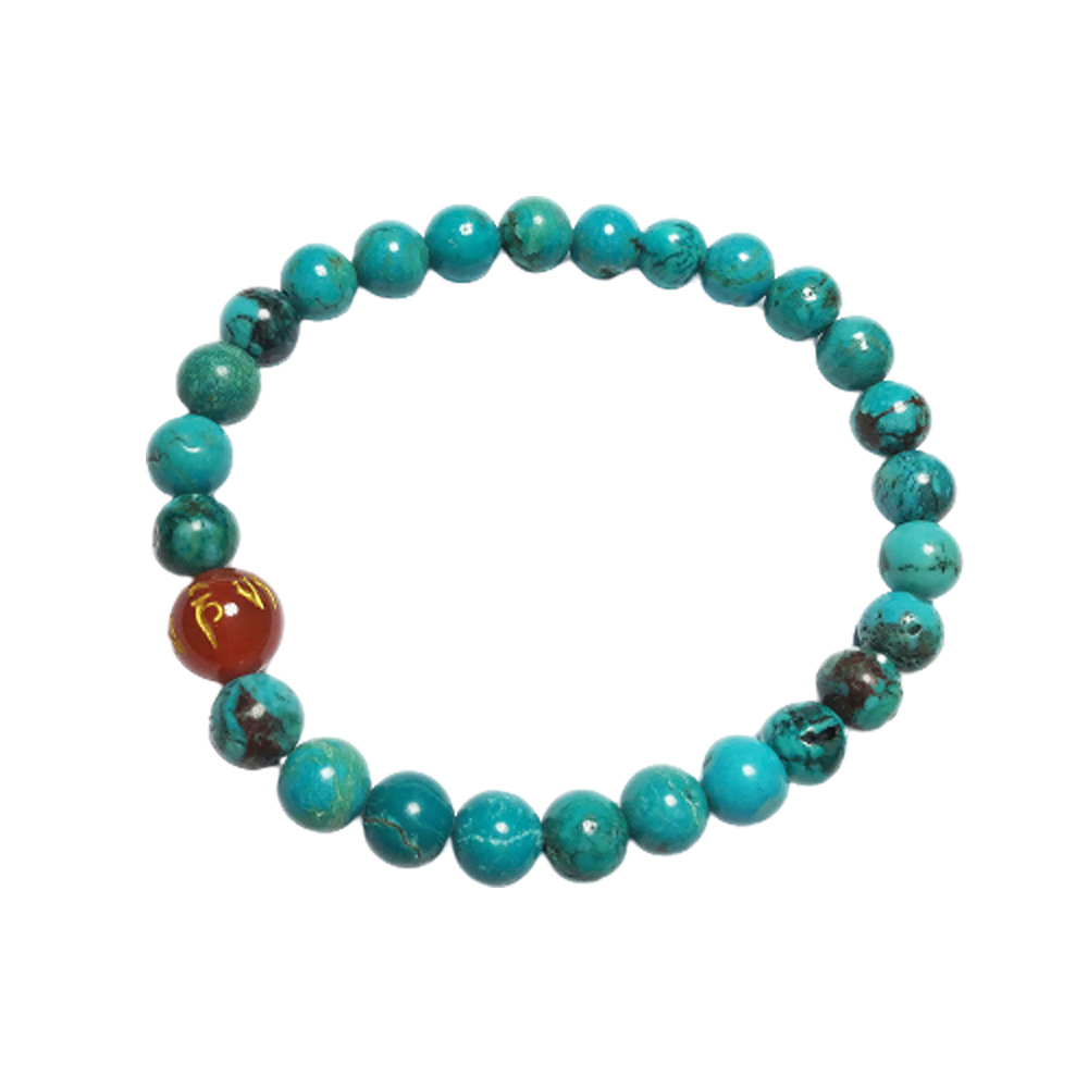 六字真言(紅玉髓)+綠松石手珠6mm【十方】146149