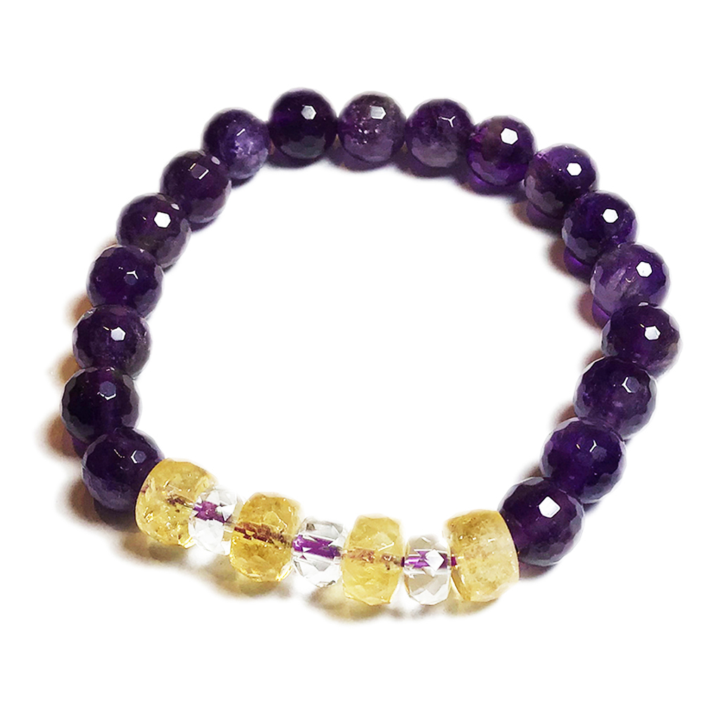 黃晶+紫晶 晶鑽 手珠8mm【十方】146167