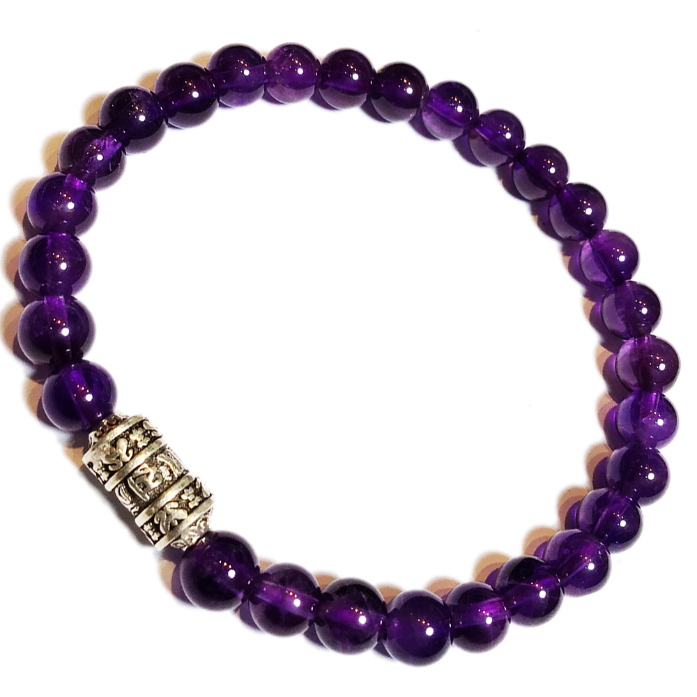 轉經輪925純銀+紫晶手珠6mm【十方】146259