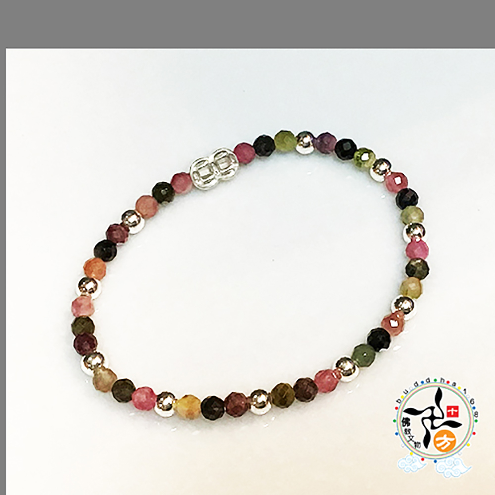 財源滾滾925銀圓珠+碧璽手珠3mm【十方】146732