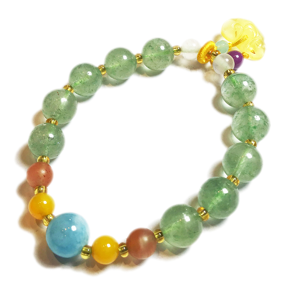 蜜納+綠草莓晶手珠10mm【十方】146862