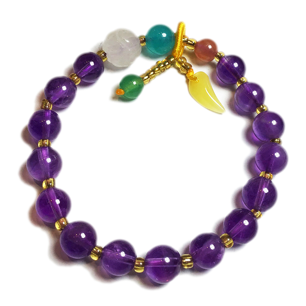 玉葉{蜜納}+紫晶手珠8mm【十方】146863