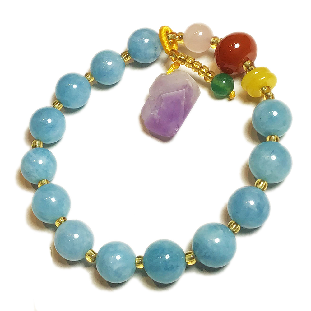 紫晶柱+海藍寶手珠10mm 【十方】147608