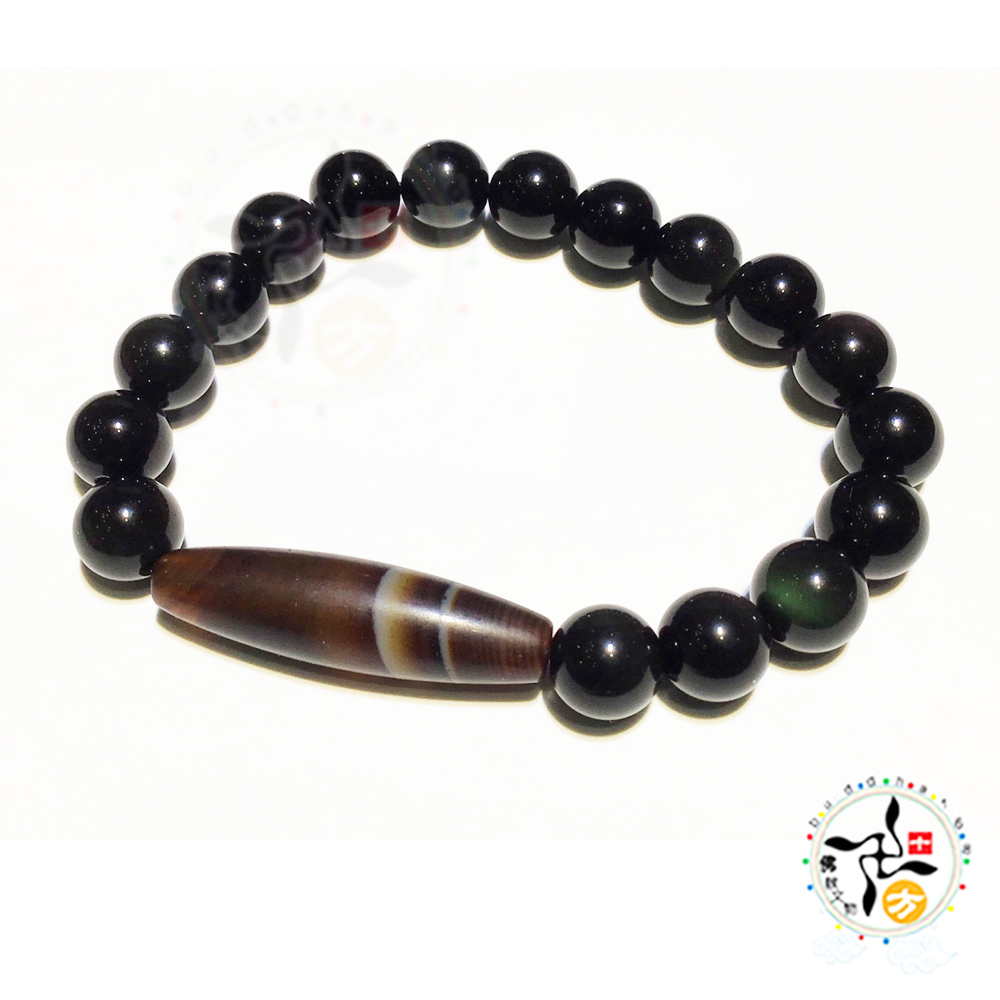 藥師天珠+黑曜石手珠8mm【十方】147793