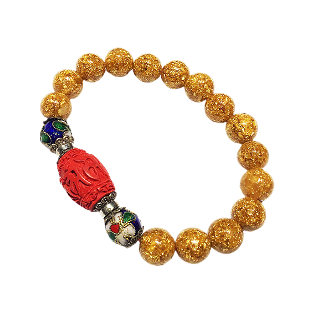 六字真言{硃砂}金箔手珠10mm【十方】148268