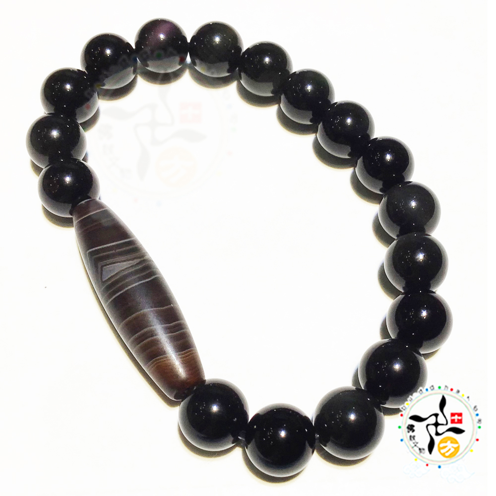 藥師天珠+黑曜石手珠8mm【十方】147794