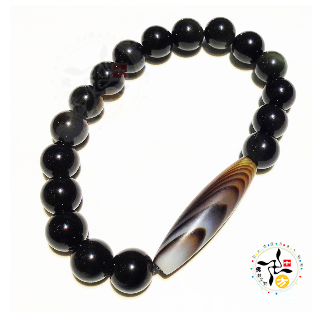藥師天珠+黑曜石手珠8mm【十方】147794