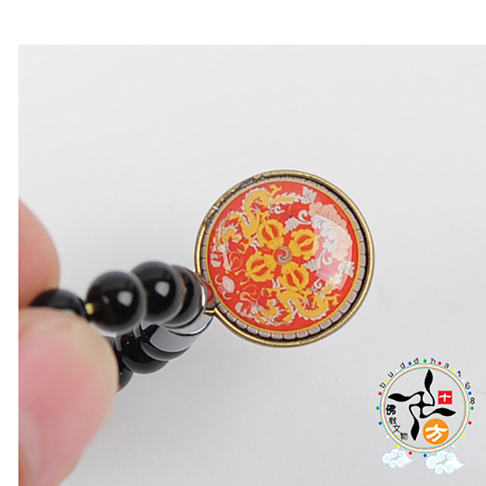 十字杵圓牌+ 黑曜岩手珠6mm【十方】148831