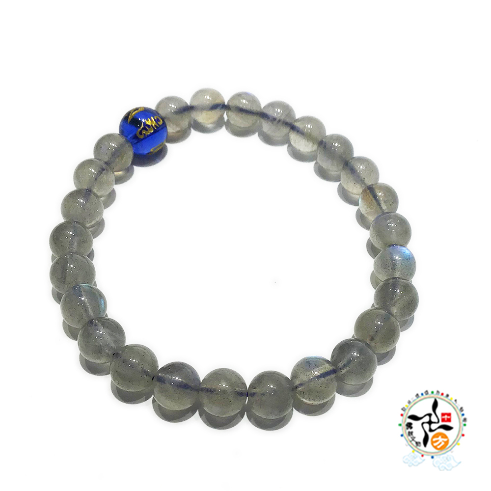 六字真言藍琉璃 &佛光石手珠6.8mm【十方】148873