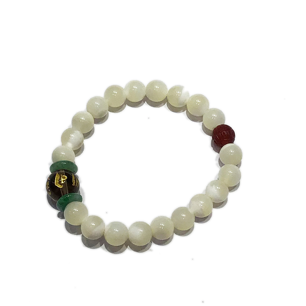 六字真言茶晶+硨磲兒童手珠6mm【十方】149810