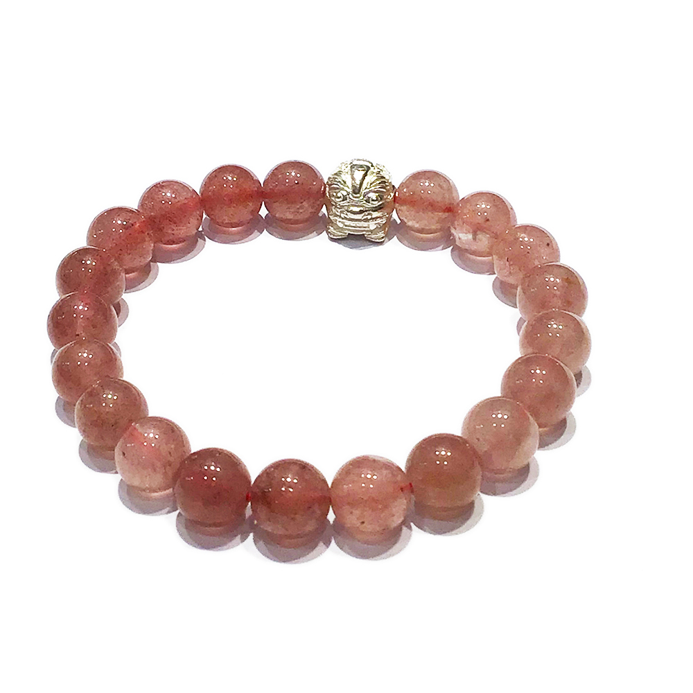 風獅爺925純銀珠+草莓晶手珠9mm【十方】149780