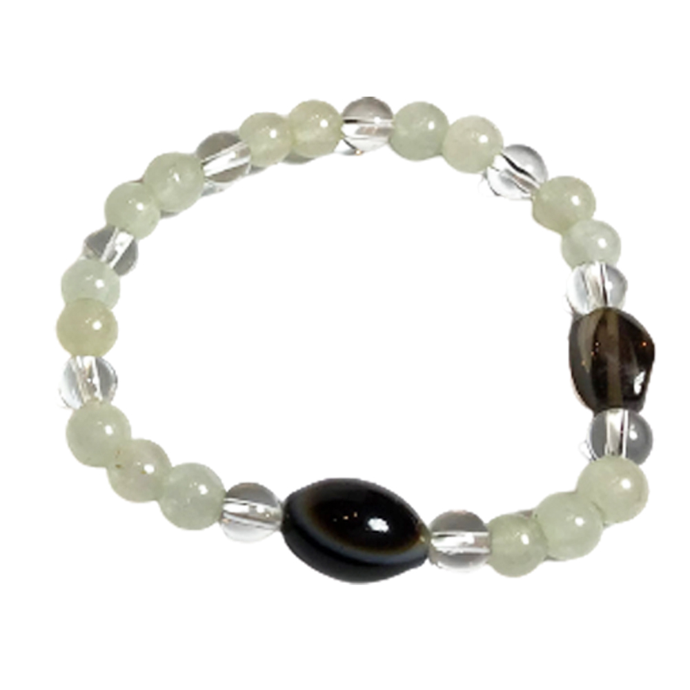 天珠+ 白玉手珠6.7mm【十方】150381