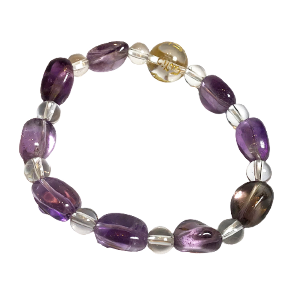 六字真言+紫黃晶手珠13*8mm【十方】150384