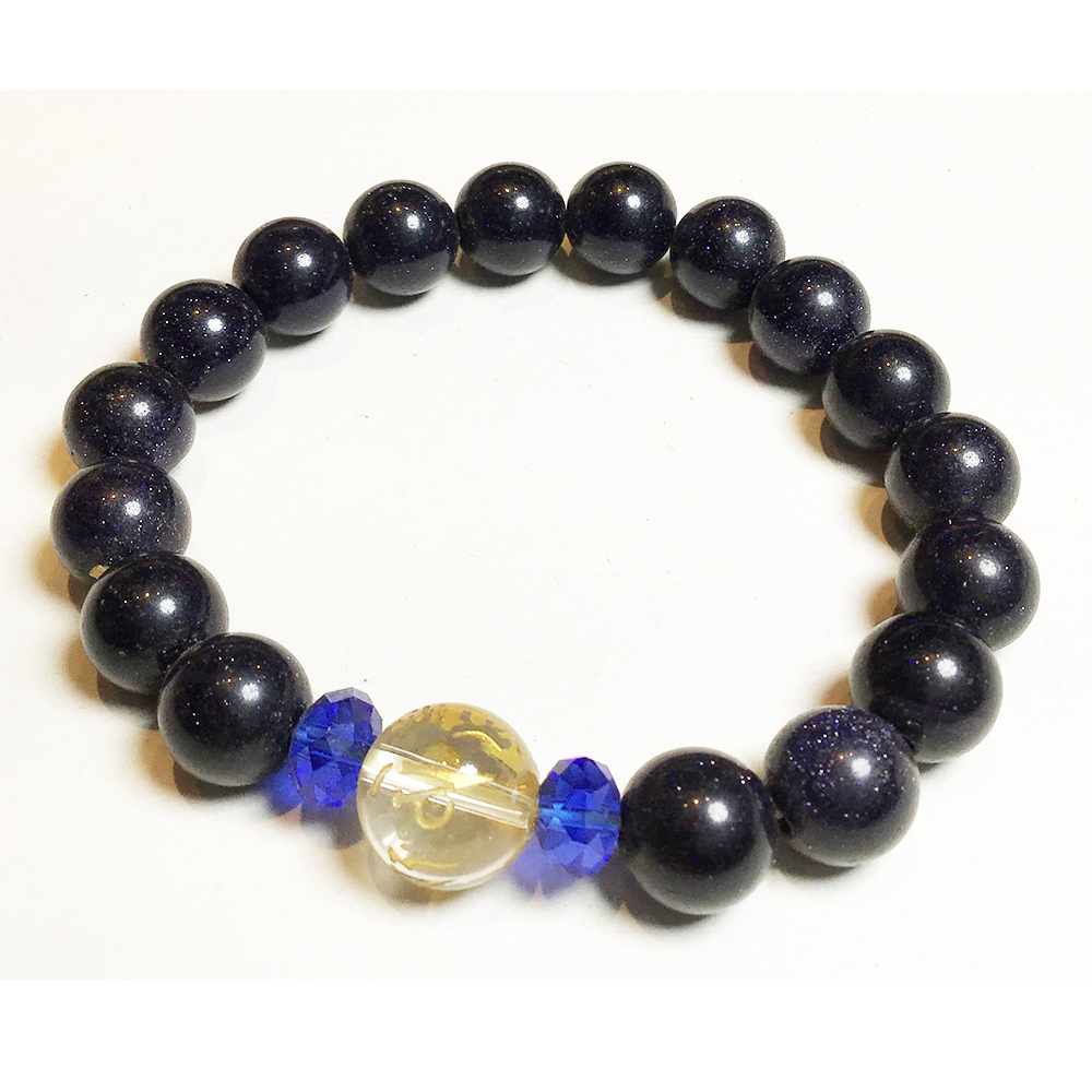 六字真言+藍沙石手珠10mm【十方】150135