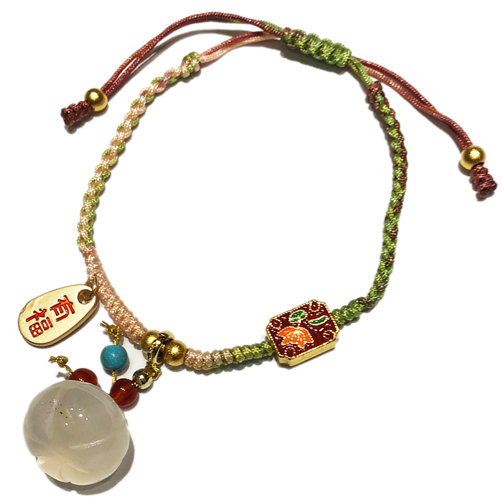 錢袋{玉髓}沙金 編織手鍊【十方】151105