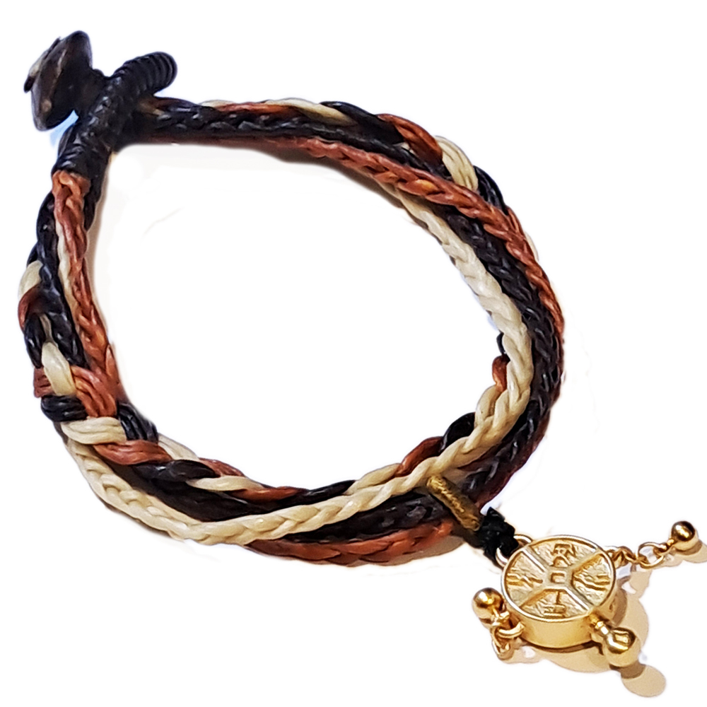 平安波浪鼓{沙金}蠟繩手鍊【十方】151328